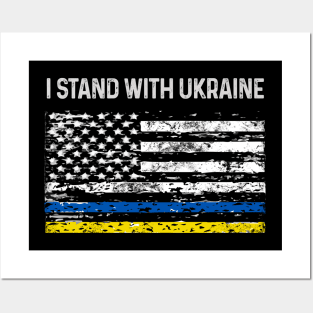 Ukrainian American Flag Posters and Art